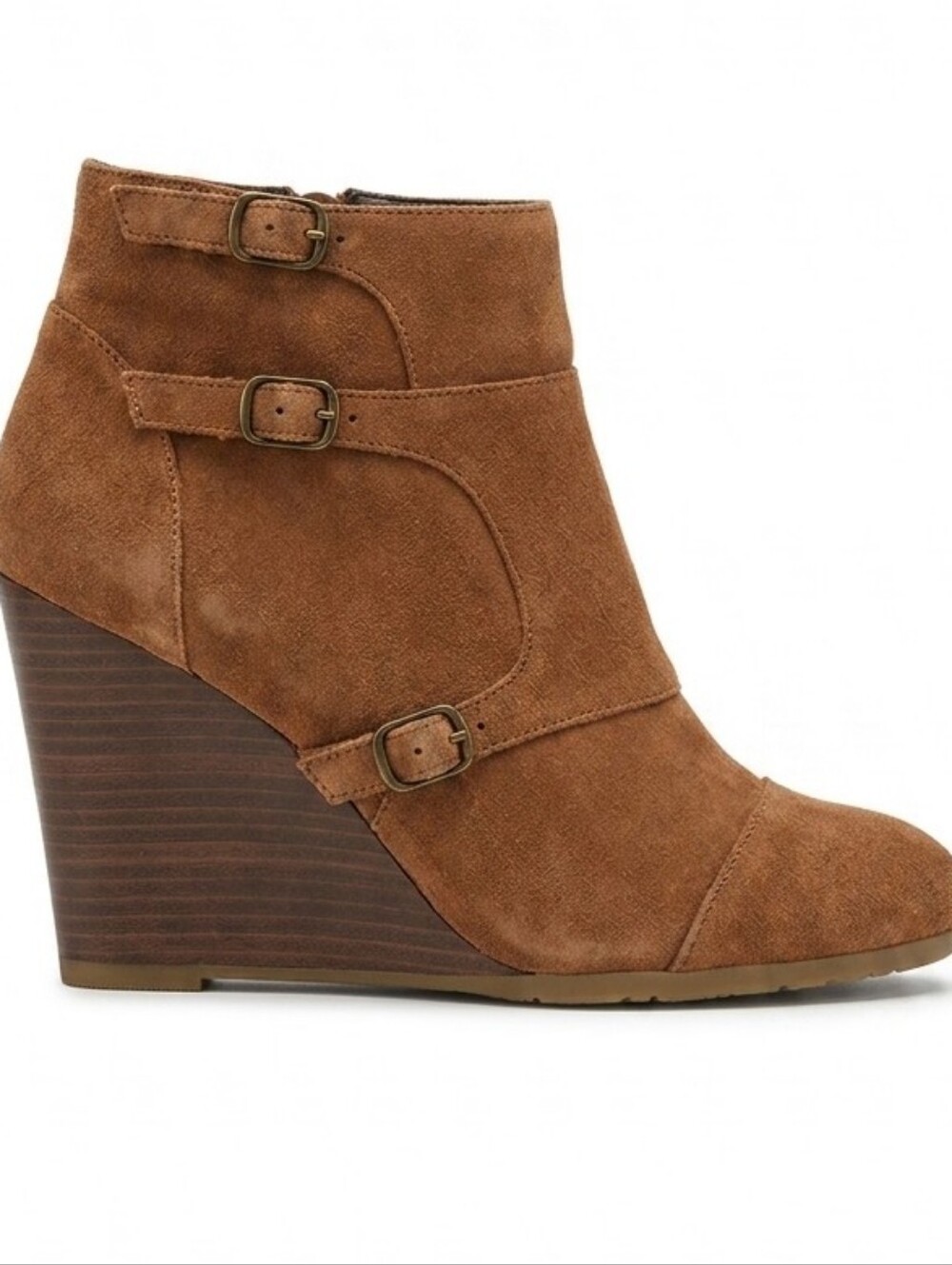 J. Crew suede leather wedge ankle boots Women's size 10 Brown Suede Ankle Bootie